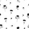 Modren black and white silhouette flower fill -in with polka dots seamless pattern,Design for fashion,fabric,web,wallpaper and all