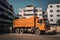 Modular Constructivism-Inspired Orange Construction Truck: Angular Design & Geometry