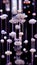 Modular rack moog with wires, fiber optic and glass tubes, glowing light bulbs. Generative Ai