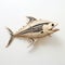 Modular Wooden Carving Of Tiger Shark And Tuna: Intricate Black And White Illustrations