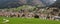 Moena city landscape from surrounding fields, Trentino Alto Adige, Italy