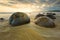 Moeraki Boulder beach New Zealand.