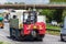 Moffet lorry truck with forklift on uk motorway in fast motion