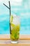 Mohito mojito drink with ice mint and lime