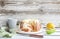 Moist lime and lemon bundt yoghurt cake, white