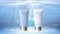 Moisturizing effect cosmetic tube ad template. Aqua water splash drop 3d detailed realistic vector illustration