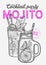 Mojito cocktail illustration, vector hand drawn alcohol drink