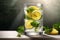 Mojito cocktail with lemon, mint and ice on light background generative ai