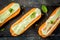 Mojito Eclairs with lime zest and mint