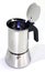 Moka coffee maker in steel for home coffee preparation