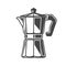 Moka pot, classic coffee brewing kettle icon, vector