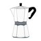 Moka Pot Italian espresso machine. Trendy flat naive style, good as icon, logo for coffee shop.