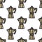 Moka pot seamless doodle pattern, vector illustration