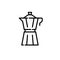 Moka pot. Stove-pot metal coffee maker for home brewing. Pixel perfect, editable stroke icon