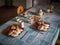 Mokhotlong, Lesotho - September 11, 2016: Simple traditional breakfast of chicken and bread on table in old lodge