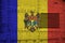 Moldova flag depicted on side part of military armored tank closeup. Army forces conceptual background