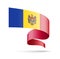 Moldova flag in the form of wave ribbon