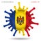 Moldova flag in virus shape
