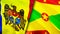 Moldova and Grenada flags. 3D Waving flag design. Moldova Grenada flag, picture, wallpaper. Moldova vs Grenada image,3D rendering