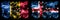 Moldova, Moldovan, Iceland, Icelandic sparkling fireworks concept and idea flags