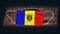 Moldova National Flag at medical, surgical, protection mask on black wooden background. Coronavirus Covidâ€“19, Prevent infection