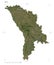 Moldova shape on white. Low-res satellite