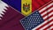 Moldova United States of America Qatar Flags Together Fabric Texture Illustration