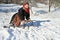 Moldovita, Romania, November 30th, 2018: Portraiture of young woman wearing traditional in Bucovina