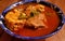 Mole de olla, typical Mexican soup with corncob, pork and chile