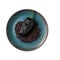 Mole Poblano On Blue Smooth Round Plate On Isolated Transparent Background Mexican Food. Generative AI