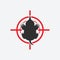 Mole silhouette. Animal pest icon red target