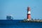 The Mole and a tall ship in Warnemuende, Germany