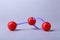 Molecular atom model on light grey background. Chemical structure