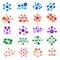 Molecular explosion. Round shapes water ink drops scientific logo medical genetic biology models vector set