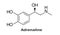 Molecular formula of adrenaline, structure of molecule