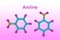 Molecular model of aniline also known as phenylamine or aminobenzene, a toxic organic chemical compound. Medical