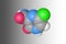 Molecular model of favipiravir. Atoms are represented as spheres with conventional color coding: carbon grey, oxygen