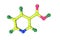 Molecular model of niacin, vitamin B3. Dietary supplements. Medical background. Scientific background. 3d illustration