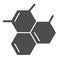 Molecular model solid icon. Biology cell or molecule grid symbol, glyph style pictogram on white background. Medicine or