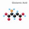 Molecular omposition and structure of Glutamic acid, Glu, best for books and education