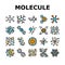molecular science chemistry atom icons set vector