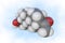 Molecular structure of allopregnannolone. Atoms are represented as spheres with conventional color coding: carbon grey