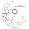 Molecular structure composed of spheres, abstract graphic design