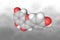 Molecular structure of flavonoid apigenin. Atoms are represented as spheres with color coding: carbon grey, oxygen