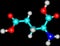 Molecular structure of Glutamic Acid isolated on black background