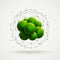 Molecular structure with green particles