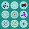 Molecular structure medical evolution life biotechnology microbiology formula vector illustration.