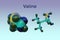 Molecular structure of valine, an essential amino acid used in the biosynthesis of proteins. Scientific background. 3d