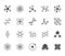 Molecule flat glyph icons set. Chemistry science, molecular structure, chemical laboratory dna cell protein vector