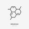 Molecule flat line icon. Chemistry science, molecular structure, chemical laboratory vector illustration. Outline sign